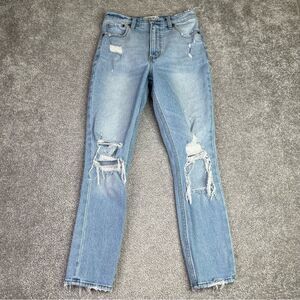 Abercrombie & Fitch Jeans Women's 27 Blue Skinny High Rise Light Denim Torn
